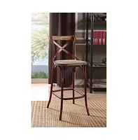 Streamdale Furniture Zaire Bar Chair (1Pc) in Antique Red & Antique Oak