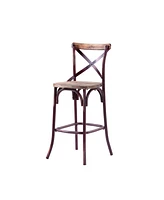 Streamdale Furniture Zaire Bar Chair (1Pc) in Antique Red & Antique Oak