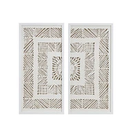 Framed Geometric Rice Paper Panel 2-piece Shadowbox Wall Decor Set