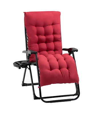 Zero Gravity Chair, Folding Reclining Lounge Chair with Padded Cushion, Side Tray for Indoor and Outdoor, Supports up to 264 lbs., Red