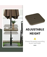 19" Beach Umbrella Table Tray, Slatted Instant Portable Beach Tables for Sand, Swimming Pools, Patio, Garden, Deck, Brown