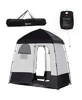 Streamdale Furniture Shower Tent, Pop Up Privacy Shelter for Camping, Dressing Changing Room, Portable Instant Outdoor Shower Tent Enclosure w/ 2 Room