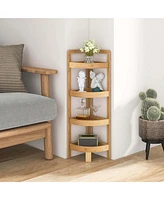 Costway 4 Tier Corner Shelf with Fall Prevention Rai Freestanding Corner Shelf for Bathroom