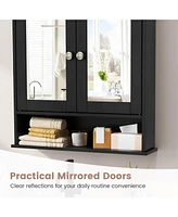 Costway Wall Mount Mirror Cabinet Bathroom Medicine Cabinet Organizer