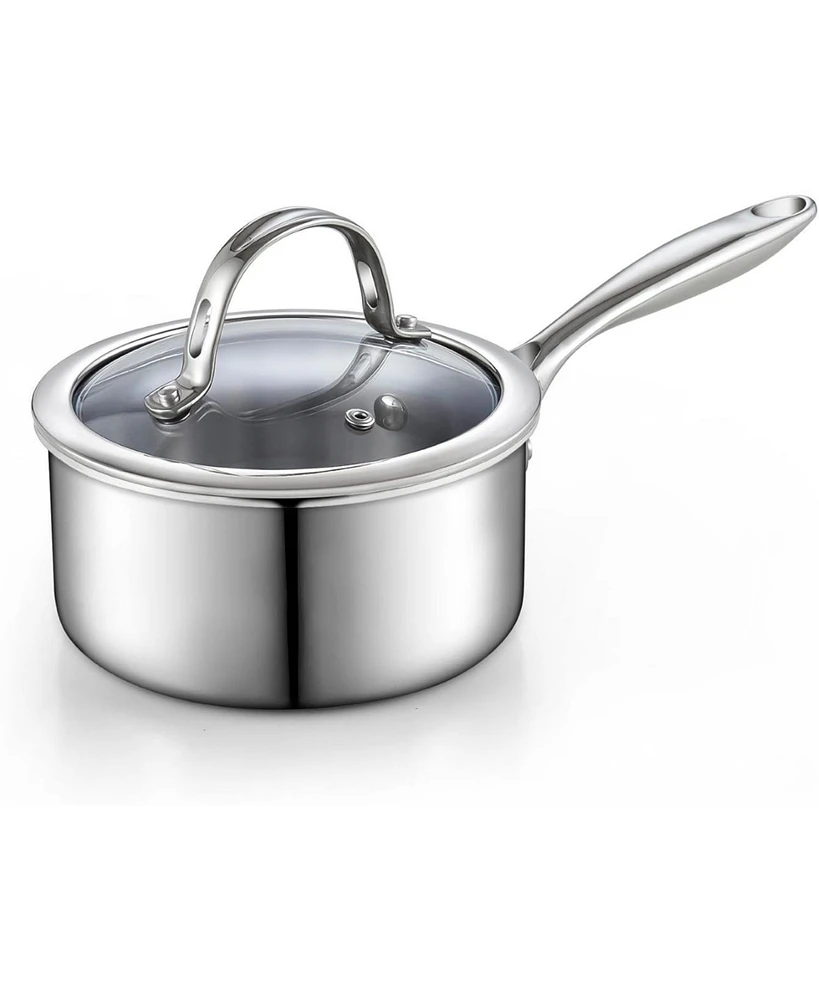 Cooks Standard - Quart Multi-Ply Clad Stainless Steel Saucepan With Glass Lid