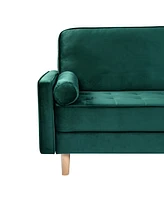 Streamdale Furniture Sofa Simple Small House Double Three Person Straight Row American Retro Green Velvet Furniture Fabric Sofa Small Living Room Bedr