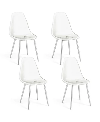 Costway Dining Chair Set of 4 with Heavy-Duty Electroplated Metal Legs Curved Back Armless