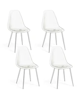 Costway Dining Chair Set of 4 with Heavy-Duty Electroplated Metal Legs Curved Back Armless