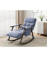 Slickblue Casual Upholstered Folding Rocking Chair with Adjustable High Back, Footrest, and Side Pockets for Living Room, Bedroom, or Balcony