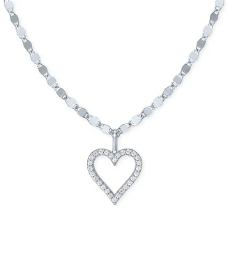 Diamond Open Heart 18" Pendant Necklace (1/10 ct. t.w.) in Sterling Silver