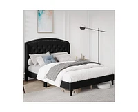 gaomon King Size Bed Frame, Upholstered Platform Bed with Wingback Headboard and Button Tufted Design, Easy Assembly, No Box Spring Needed