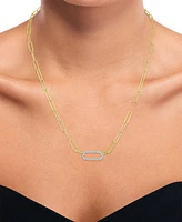 2-Pc. Set Diamond Paperclip Link Collar Necklace & Bracelet (1/4 ct. t.w.) in 14k Gold-Plated Sterling Silver
