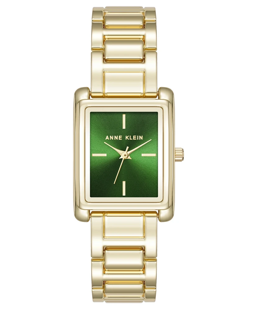 Anne Klein Women's Quartz Contemporary Green and Gold-Tone Alloy Metal Watch, 24mm