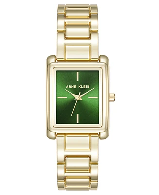 Anne Klein Women's Quartz Contemporary Green and Gold-Tone Alloy Metal Watch, 24mm