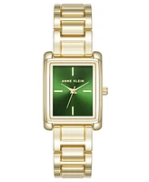 Anne Klein Women's Quartz Contemporary Green and Gold-Tone Alloy Metal Watch, 24mm