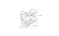 Slickblue Multifunctional S-Shaped Dual-Layer Bowl and Dish Storage Shelf with Chopsticks and Spoon Holder