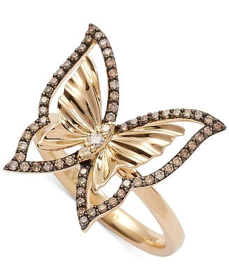 Le Vian Chocolate Diamond & Nude Diamond Butterfly Ring (1/3 ct. t.w.) in 14k Gold