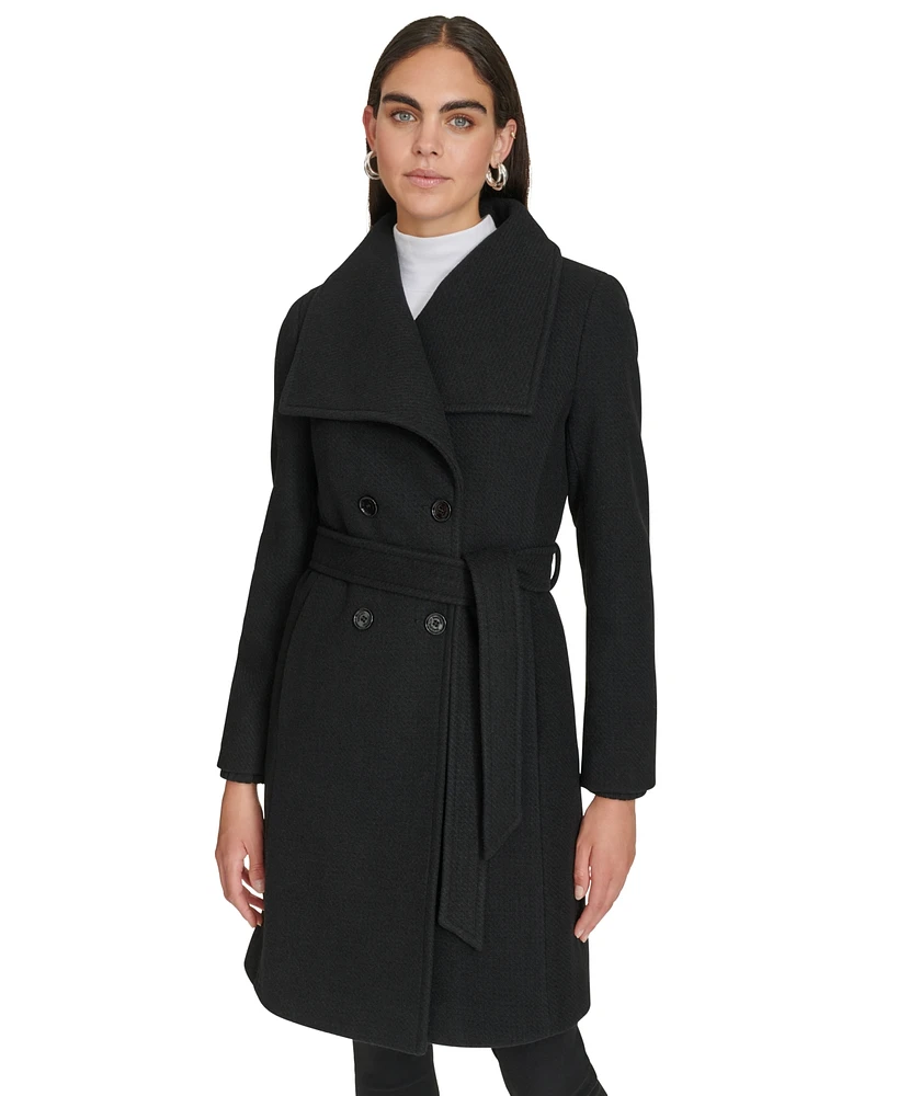 Calvin Klein Women's Double-Breasted Belted Coat