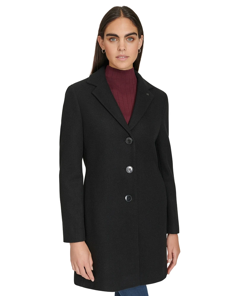 Calvin Klein Women's Single-Breasted Notched-Collar Coat