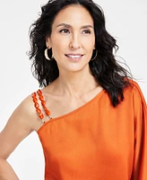 I.n.c. International Concepts Women's Asymmetric Beaded-Strap Top, Exclusively at Macy's