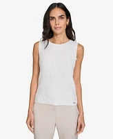 Calvin Klein Women's Crewneck Metallic Sleeveless Blouse