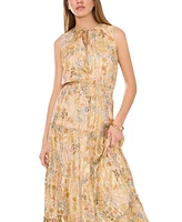 1.state Women's Tiered Metallic Floral-Print Maxi Dress