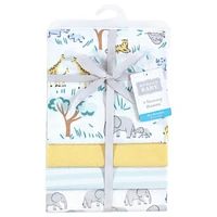 Hudson Baby Cotton Flannel Receiving Blankets, Safari Friends, One Size