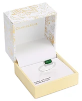 Charter Club Silver-Tone Green Stone & Crystal Halo Ring, Exclusively at Macy's