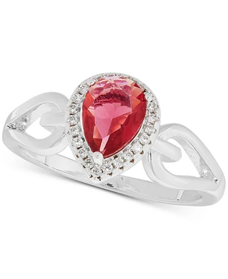 Charter Club Silver-Tone Red Stone Pear Halo Ring, Exclusively at Macy's