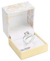 Charter Club Silver-Tone 2-Pc. Set Solitaire & Band Rings, Exclusively at Macy's