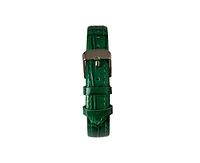Peugeot Women's 36mm Green Watch Barrel Shaped Tank Case Leather Strap