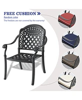 (Cushions In Random Colors)3-Piece Set Of Cast Aluminum Patio Furniture With Cushions