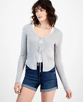 Ultra Flirt Juniors' Long-Sleeve Tie-Front Cardigan