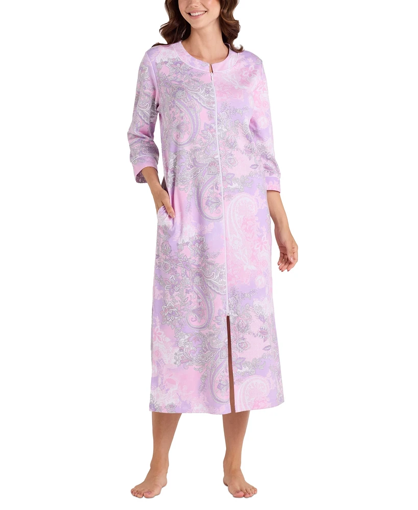 Miss Elaine Women's Printed 3/4-Sleeve Long Robe