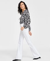 I.n.c. International Concepts Women's Belted Flared-Leg Jeans, Exclusively at Macy's