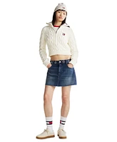 Tommy Jeans Women's Cotton Studded Star Denim Mini Skirt