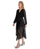 Steve Madden Women's Ari Lace Pleated Handkerchief-Hem Dress