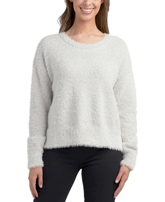 Bcx Juniors' Solid Long-Sleeve Cropped Crewneck Sweater