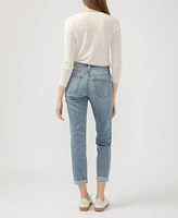 Silver Jeans Co. Women's Boyfriend Mid Rise Slim Leg Luxe Stretch