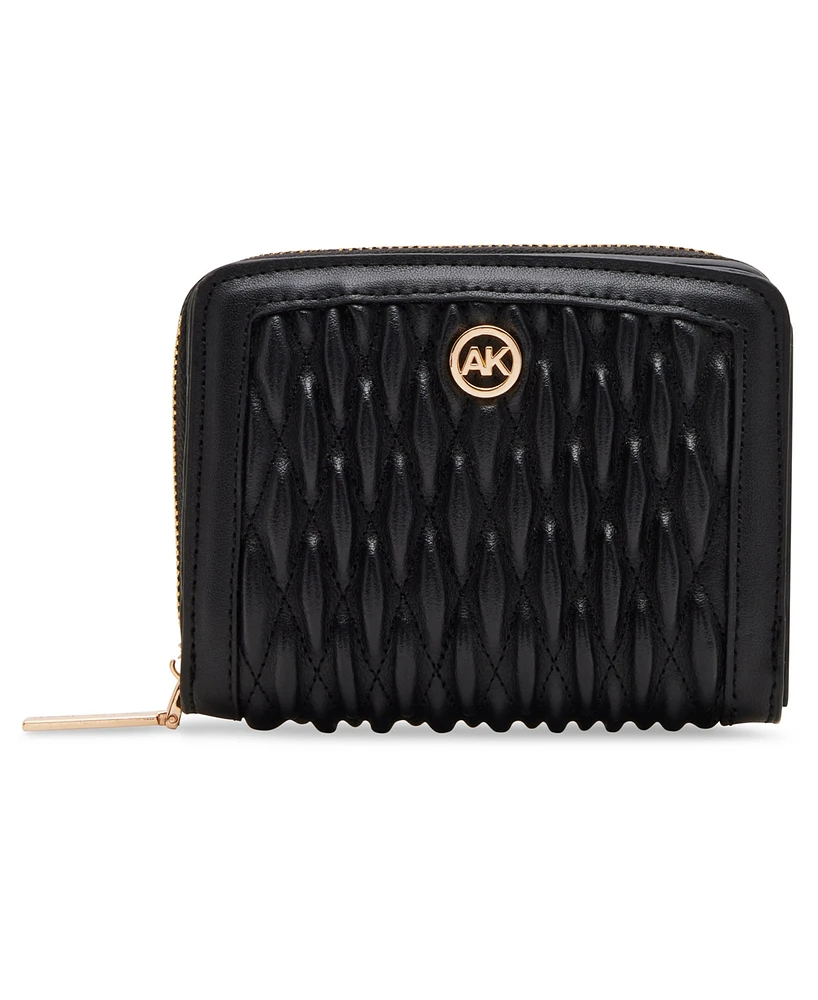 Annie Klein Ruched Quilted Zip Around Wallet