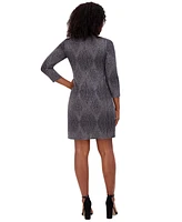 Jessica Howard Petite 3/4-Sleeve Glitter-Knit Sheath Dress