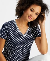 Nautica Jeans Women's Rivera Polka-Dot V-Neck Top