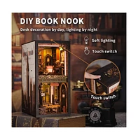 Cutebee Diy Book Nook Kit with Dust Cover, Bookshelf Insert Diy Miniature Kit Booknook Bookend Stand Bookcase Model Build Creativity Kit Decor Alley w