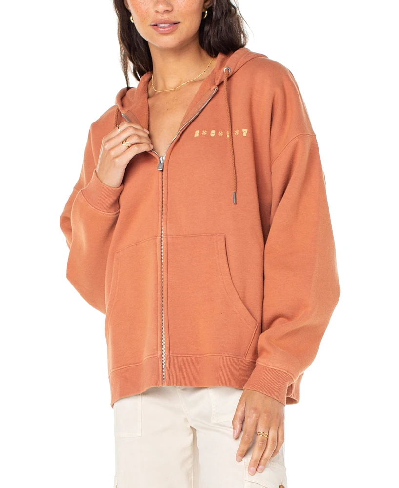 Roxy Juniors' Lineup Graphic-Back Oversized Hoodie