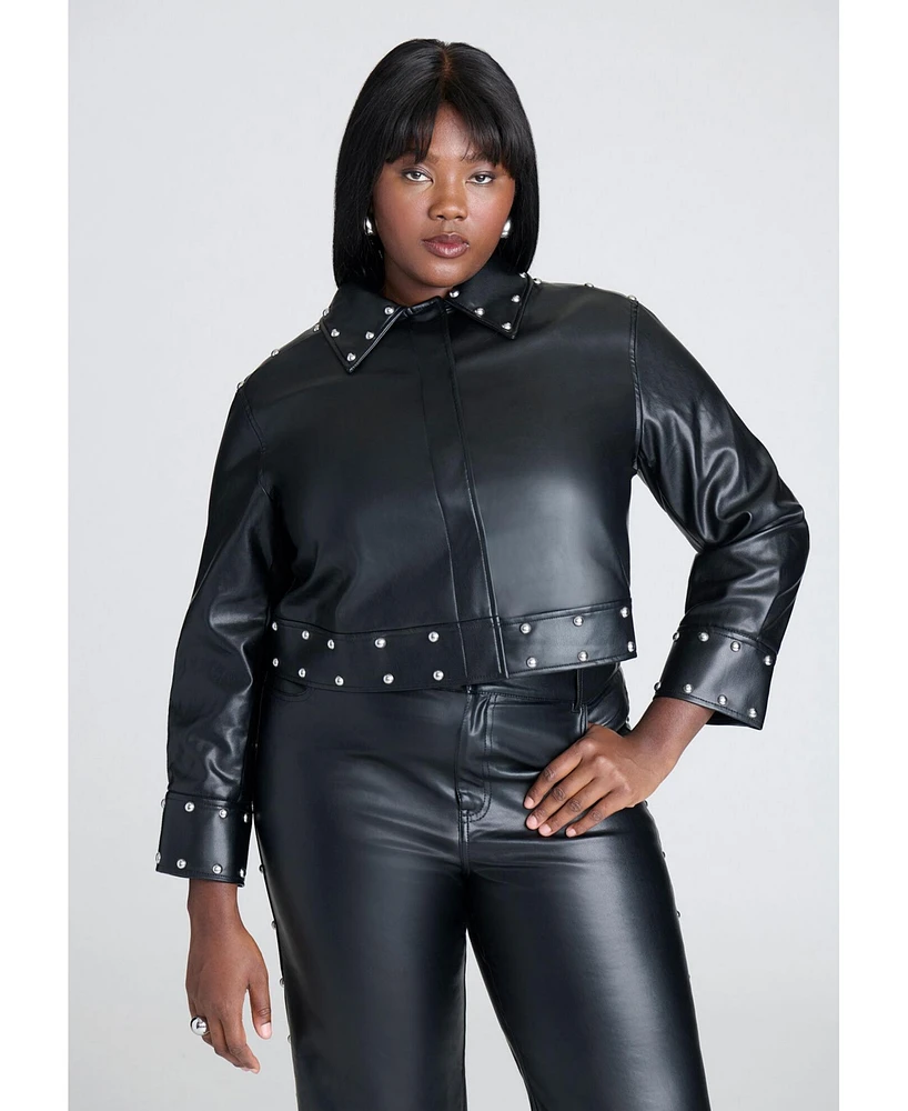 Eloquii Plus Studded Faux Leather Jacket