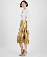 T Tahari Women's Sequined Pleated Midi Skirt