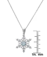 Lab Grown Blue Topaz (1/2 ct. t.w.) & Lab Grown White Sapphire (1/5 ct. t.w.) Snowflake 18" Pendant Necklace in 14k Gold-Plated Sterling Silver (Also