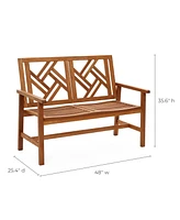 LuxenHome Carmel Solid Wood Outdoor Loveseat Park Bench