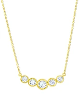 Diamond Bezel Graduated Bar Necklace (1-1/5 ct. t.w.) in 14k White or Yellow Gold, 16" + 2" extender