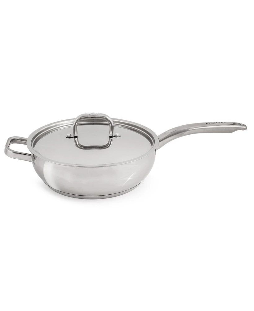 BergHOFF Belly Shape 18/10 Stainless Steel 9.5" Deep Skillet with Ss Lid, 3.2qt.